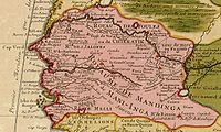 سينيغامبيا حوالي 1707 تم وضع علامة Waalo على أنها Re. D'Oualle في أعلى اليسار.