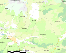 Mapa obce Bestiac