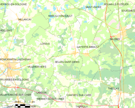 Mapa obce Selles-Saint-Denis