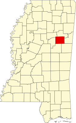 Karte von Oktibbeha County innerhalb von Mississippi