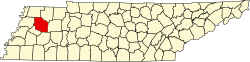 Karte von Gibson County innerhalb von Tennessee