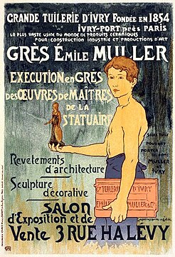 Affiche d'Alexandre Charpentier sur les productions de la manufacture Émile Muller et Compagnie (1897).