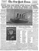 El New York Times de fecha 16 d'abril de 1912.