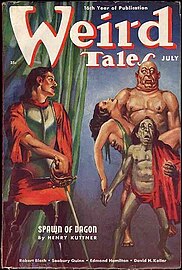 A Spawn of Dagon című története, amely az Atlantisz Elak című sorozatába tartozik, a Furcsa mesék 1938. júliusi címlapján
