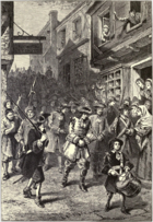 Illustration du XIXe siècle représentant l'arrestation du gouverneur Andros durant la révolte.