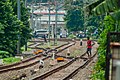 Lidah wesel emplasemen Stasiun Kebayoran (arah Palmerah) dengan jalur 1 sebagai sepur lurus. Layout ini merupakan hasil rombakan pada tahun 1993 saat dilakukan elektrifikasi.