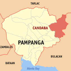 Mapa han Pampanga nga nagpapakita kon hain nahamutang an Candaba