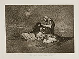 Two starving women lie on the ground, one near death as a third woman kneeling by their side offers a cup to the dying woman.