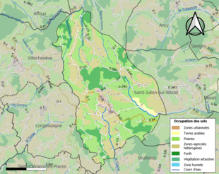 Carte en couleurs présentant l'occupation des sols.