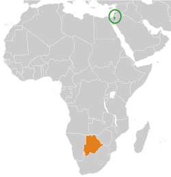 Map indicating locations of Botswana and Israel