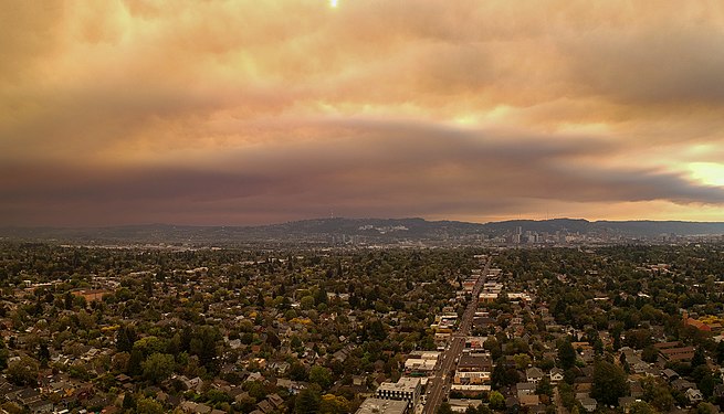 Smoke over Portland, Oregon on September 9