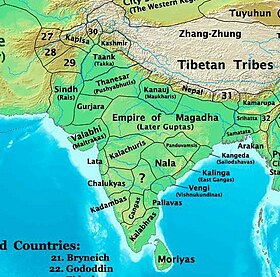 India in 565 with Kalachuri dominion