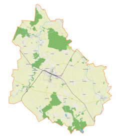 Mapa konturowa gminy Korsze, na dole po lewej znajduje się punkt z opisem „Suśnik”