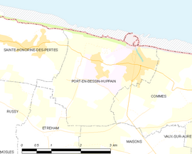 Mapa obce Port-en-Bessin-Huppain