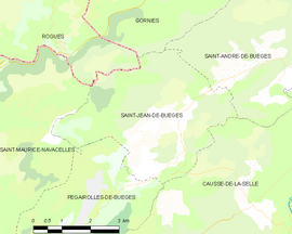 Mapa obce Saint-Jean-de-Buèges