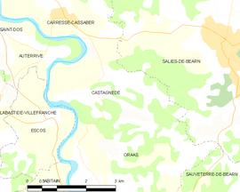 Mapa obce Castagnède