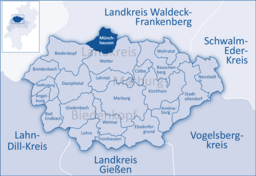 Läget för Münchhausen i Landkreis Marburg-Biedenkopf