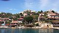 A view of coastal homes and the castle