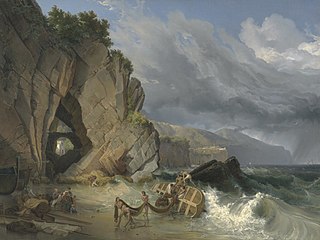 Pêcheurs dans la baie de Sorrente (1837), Staatliche Kunsthalle Karlsruhe.