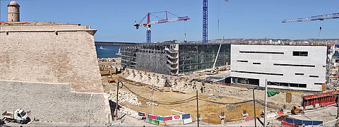 Le chantier du Mucem en juillet 2012.