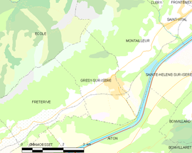 Mapa obce Grésy-sur-Isère