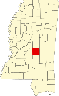 Locatie van Scott County in Mississippi