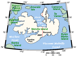 Kaart van Melville-eiland