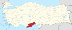 Mersin'in Türkiye'deki konumu