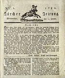 Erstausgabe Neue Zürcher Zeitung, Schweiz 1780