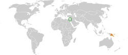 Map indicating locations of Israel and Papua New Guinea