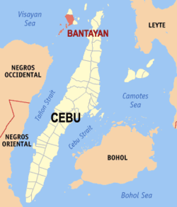 Peta Cebu dengan Bantayan dipaparkan