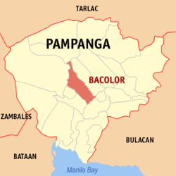 Map of Pampanga with Bacolor highlighted