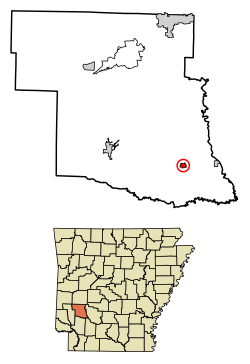 Location of Delight in Pike County, Arkansas.