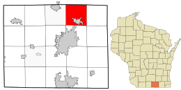 Location in Rock County and the state of Wisconsin.