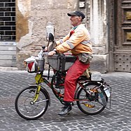Scissors grinder with converted bicycle in Rome, 2011
