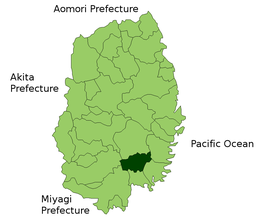 Situering van Sumita in de prefectuur Iwate