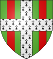 Vert a cross ermine, in each quarter a pale gules (Dinard)