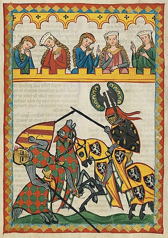 Représentation de combat de chevaliers (codex Manesse)