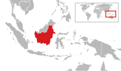 Lokasi Kalimantan di pulau Borneo