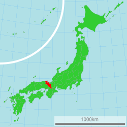 Location of Kyoto in Japan