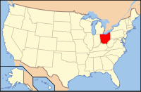 Map of the United States highlighting Ohio