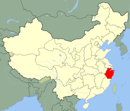 Plasseringa av Zhejiang i Kina.