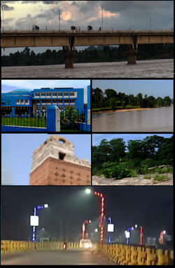 Clockwise from the top :- Shahpur Bridge, North Koel River, Betla National Park, Redma Bridge, Shahpur Fort and New Collectorate Building