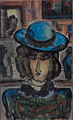 Lady with blue hat, watercolour