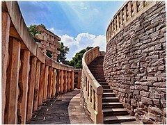 Sunga balustrade and staircase, Great Stupa 1.