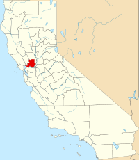 Mapo de Kalifornio kun Solano emfazita