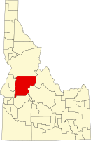 バレー郡の位置を示したアイダホ州の地図