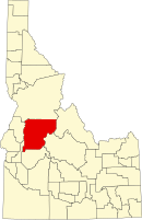 Map of Idaho highlighting Valley County