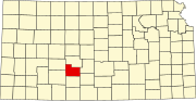 Map of Kansas highlighting Edwards County