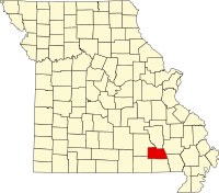 Округ Картер на мапі штату Міссурі highlighting